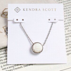 Kendra Scott Volleyball Silver White Mother-of-Pearl Necklace